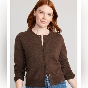 Old Navy SoSoft Cropped Cardigan Sweater for Women, Dark Heather Brown, PetiteXL